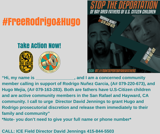 Call ICE Director David Jennings at 415-844-5503
