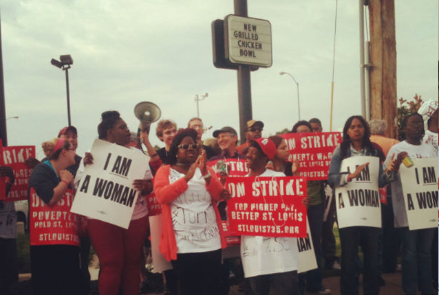 Fast food workers on strike