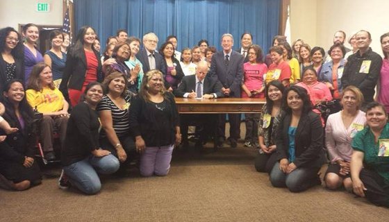 Today, California Governor Jerry Brown was joined by a group of domestic workers as he signed the California Domestic Workers Bill of Rights in his office. 